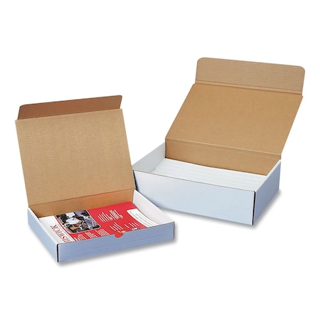 Coastwide Professional Rigid Corrugated Kraft Mailer, Square Flap, Tuck-Tab Hinged Lid, 11.13 x 8.75 x 4, White, 50PK CW57086